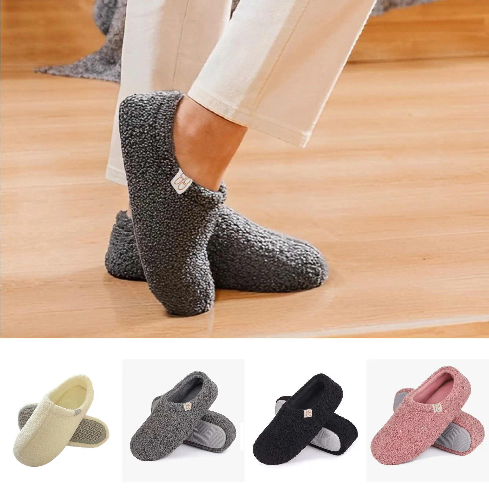 Women's Home Slippers Warm Fuzzy Memory Foam Shoes For Indoor Outdoor Winter Furry Soft Non-Slip Casual Orthopedic Slippers