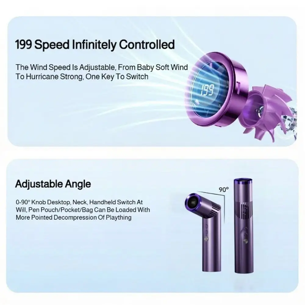 Tragbarer Mini-Kühlventilator in Lippenstiftgröße, USB-aufladbarer Handventilator, faltbarer Taschenventilator mit digitaler Anzeige, Klimaanlagen-Ventilator – Detail 5