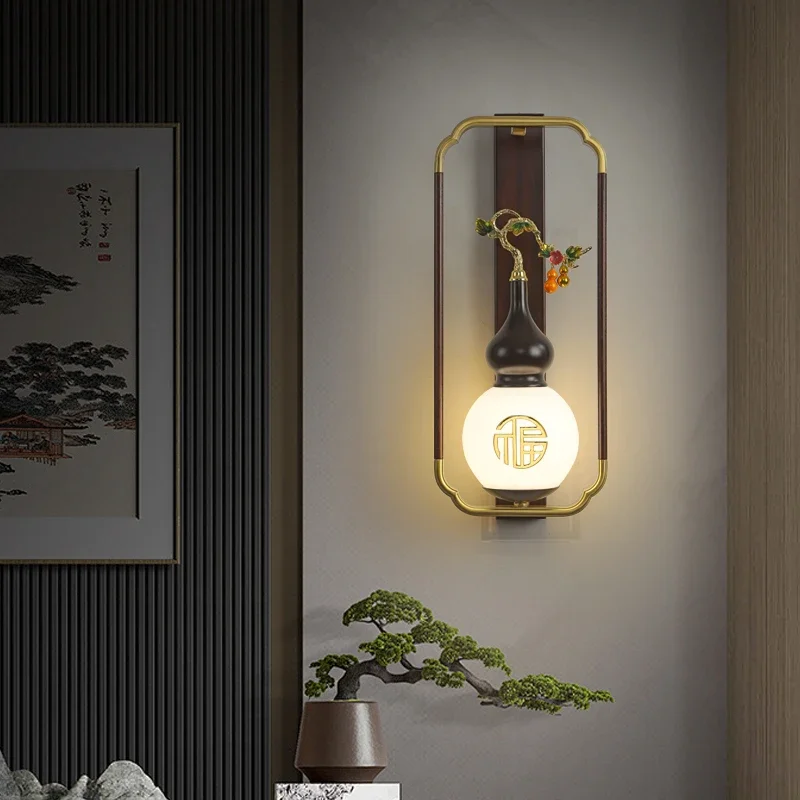 SAMAN  Contemporary Brass Wall Lamp Chinese Style Creativity LED Living Room Bedroom Study Room Hotel Villa  Aisle Wall Fitting