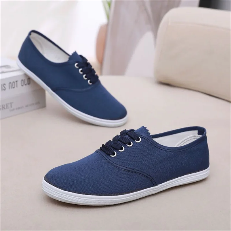 Blue Canvas Shoe Women\'s Flat Shoes Non Slip Work Shoe Leisure Soft Soles Dance Shoe Breathable Men And Women Running Sneaker