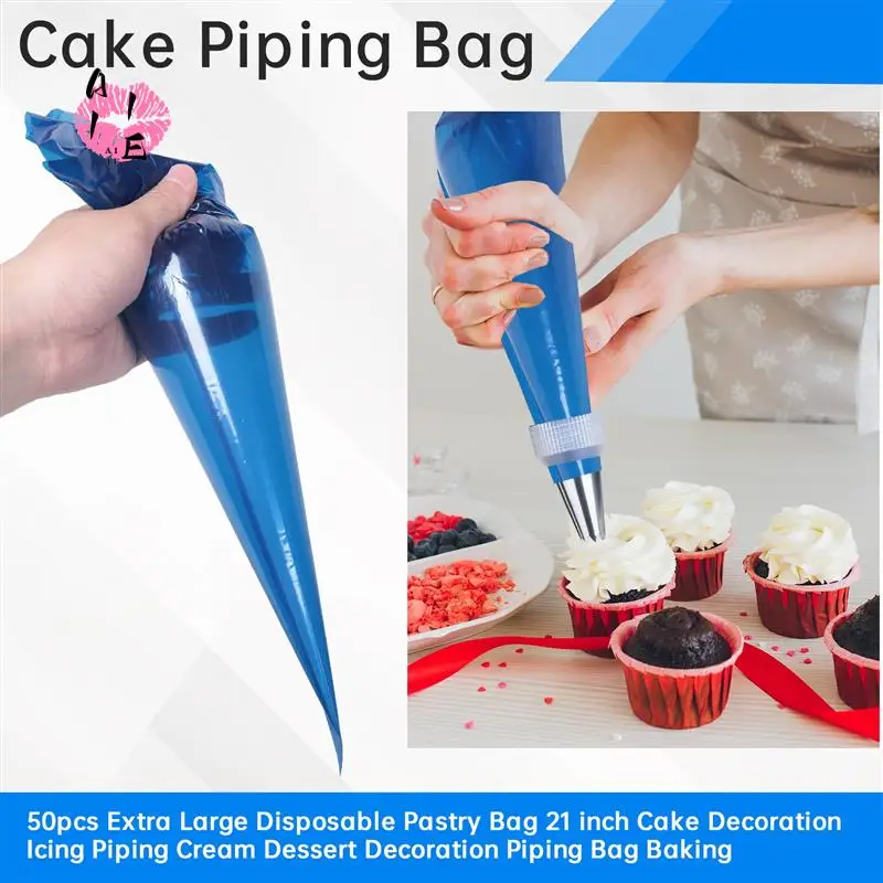 

A11E-50Pcs Extra Large Disposable Pastry Bag 21 Inch Cake Decoration Icing Piping Cream Dessert Decoration Piping Bag Baking