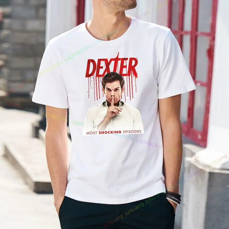 Showtime Dexter Never Lies-T-shirt imprimé amusant pour adulte, haut unisexe à manches courtes, sous licence, Harajuku Y2K, cadeau de rue