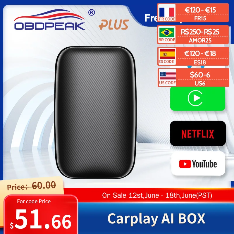 

OBDPEAK CarPlay Mini Ai Box Android 8.1 беспроводной CarPlay Android авто для Audi Bmw Mazda Toyota Netflix YouTube видеоплеер