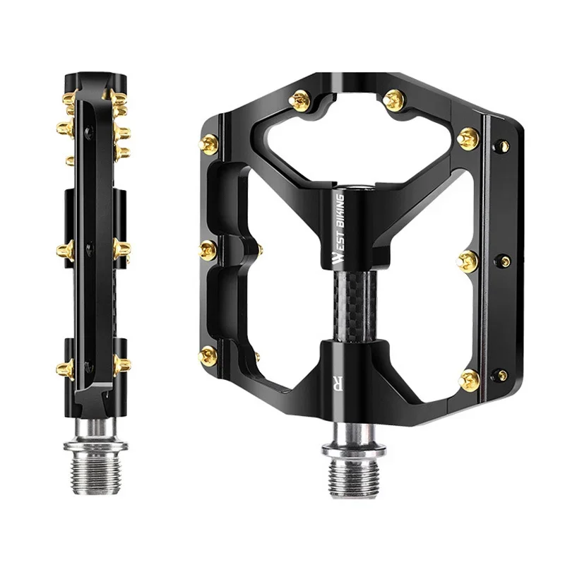 Carbon Fibre Bushings Pedals 278g Cycling Mountain Bike High Polished Surface Footpegs Road Bike Triple Perrin Pedals