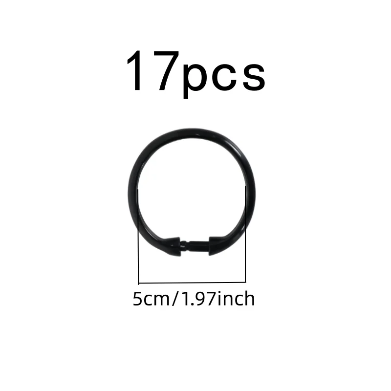 17 pcs Clear Round Curtain Hooks Smooth Glide Design, designed for Hotel Bath Tub Rod, Waterproof Rust Proof