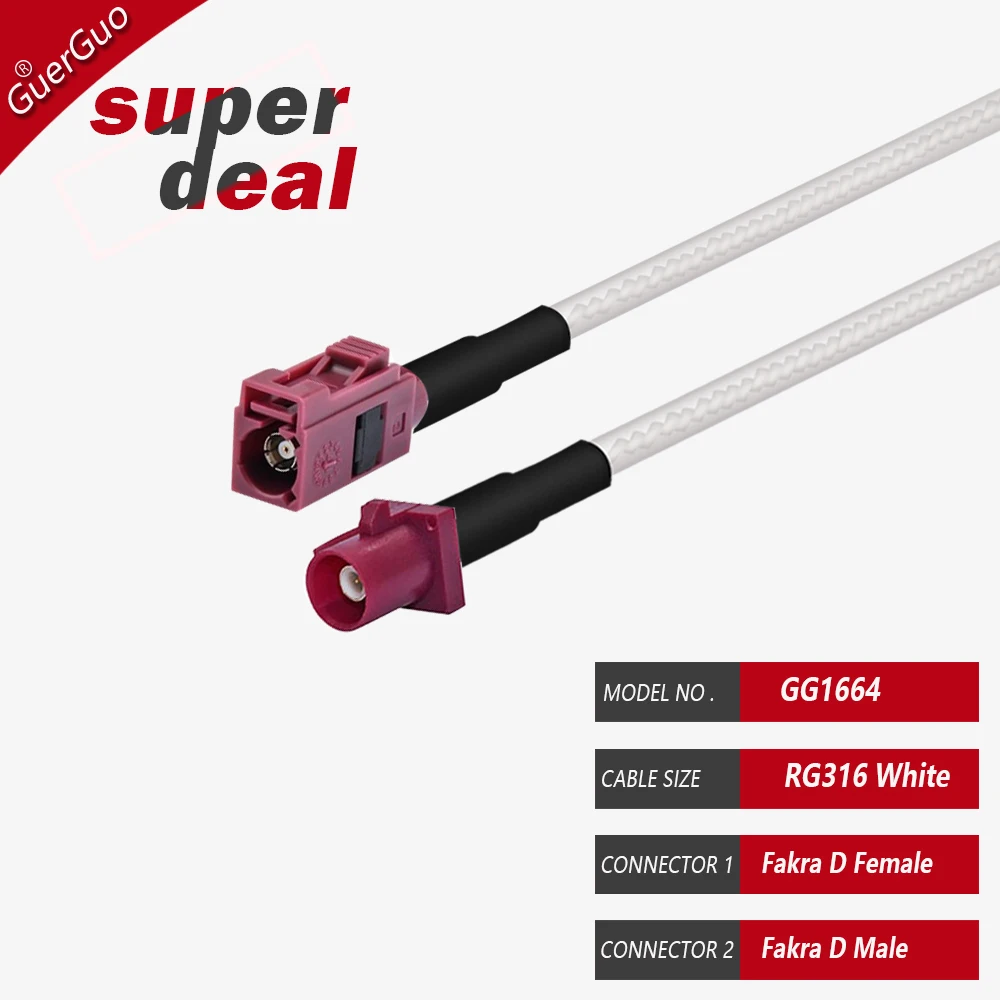 Fakra D RG316 Coax Cable Fakra D Male/Female/Male long Connector Antenna Extension Grey Coaxial Cable for Car Remote Control Key