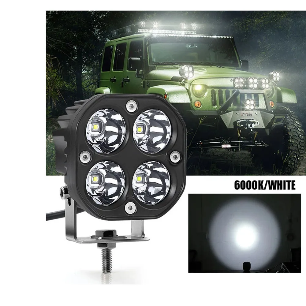 

3inch LED Work Light Bar 12V 24V For Car Yellow Fog Light 4x4 Motocross Tractor Driving Light White Square Spotlight