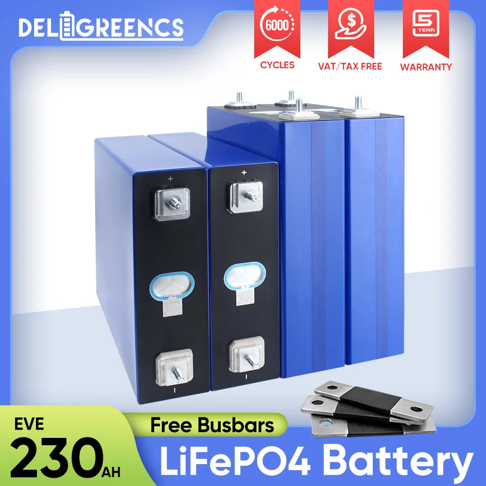 EVE LiFePO4 Battery 12V 230AH Rechargeable Batteries 24V 36V 48V LFP Pack Prismatic Cells for Home Solar Energy Storage