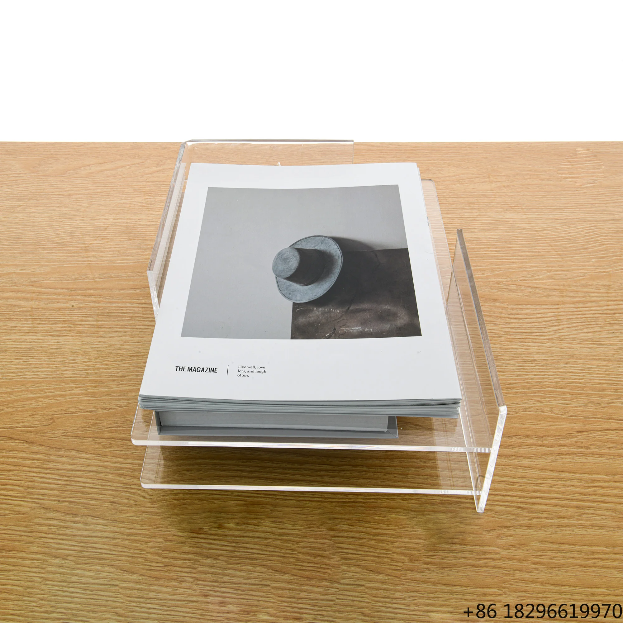 Factory OEM Non-slip Feet 2 Tier Clear Modern Desktop Storage Organizer Paper A4 File Sorter Acrylic Tray for Office School Home