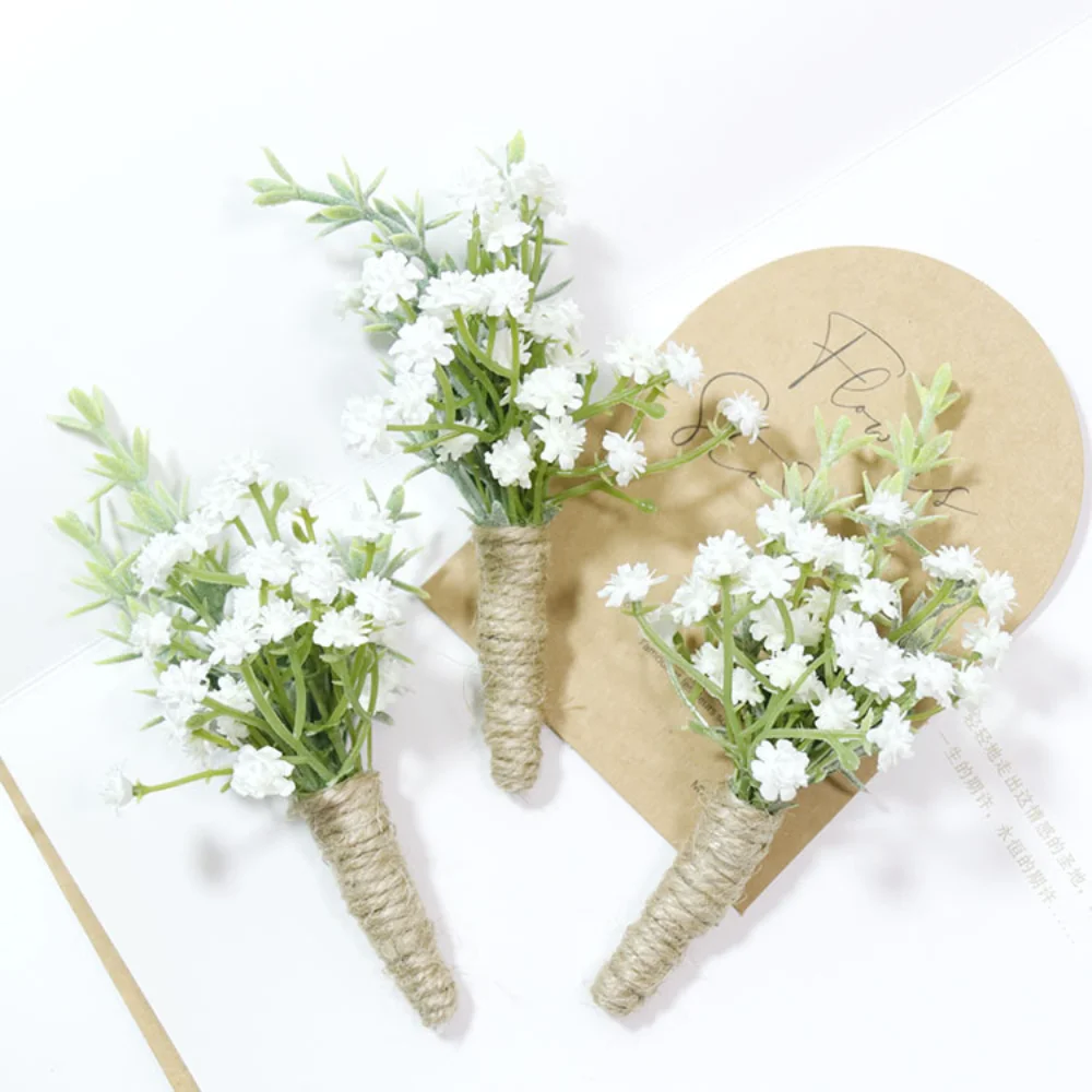 Boutonnières de mariage artificielles simples pour hommes, épingles de olympiques, bracelet injRose, corsage de demoiselle d'honneur