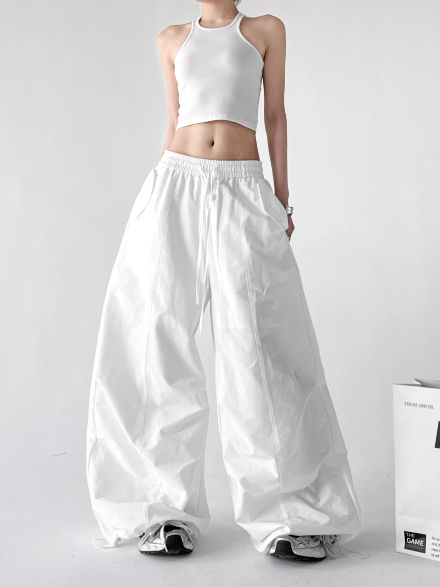 High Waist Wide Leg Pants Women's Loose Casual White Korean Style Autumn Fashion plus Size Slimming Versatile Student Style