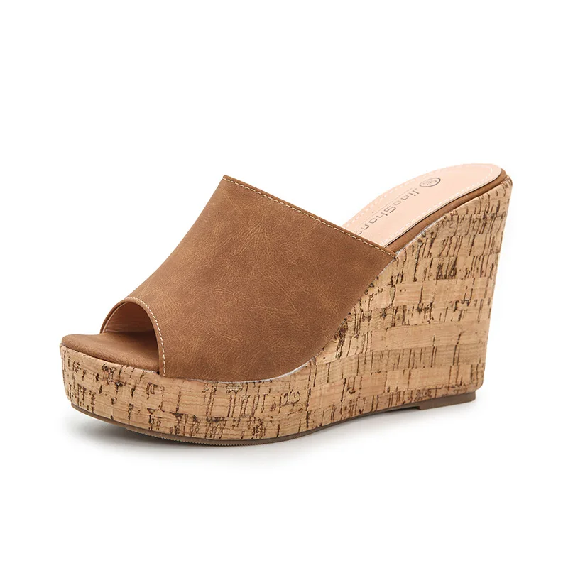 2025 Zomer Dames Sandalen Peep Toe Wedge Pumps Schoenen voor Vrouwen Slip-on Platform Hoge Hakken Sandalen Vrouwen Slippers 43 WSH4569