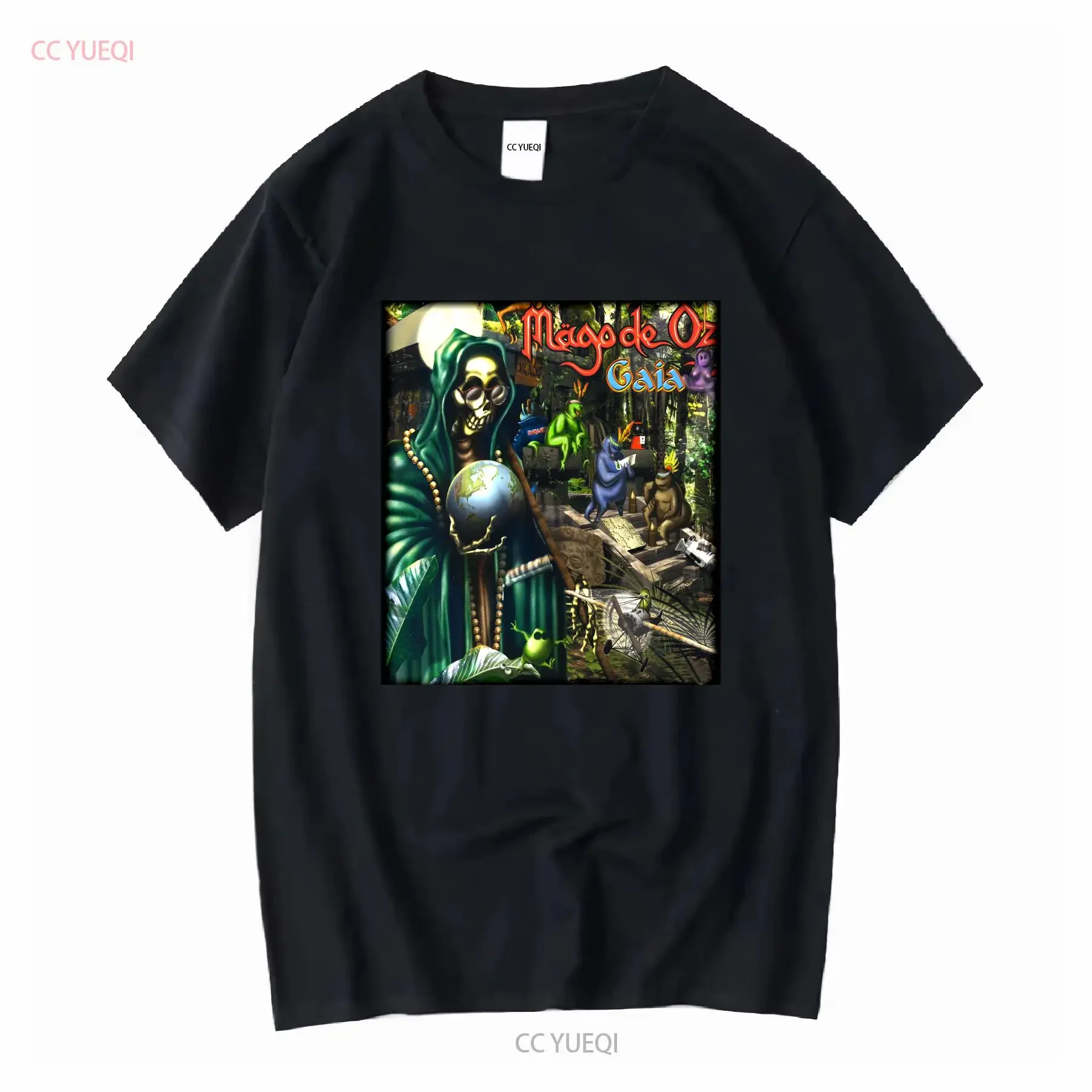 Mago De Oz banda rock gráfico manga corta camisa negra unisex hombres mujeres KTV8524 vintage lavado Unisex streetwear moda homme