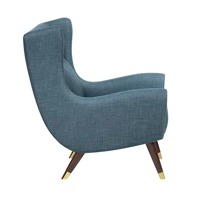 Modern Wingback Upholstered Accent Chair - Blue Fabric, Solid Wood, Sleek Design, Luxury Furniture, Stylish Home Decor