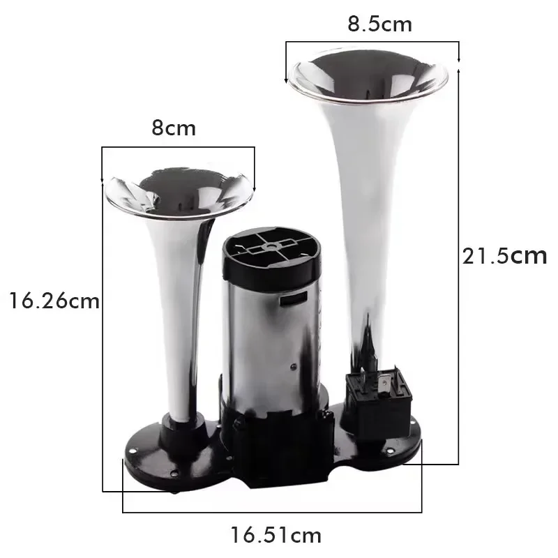 

Модернизация электромобиля, мотоцикла, модифицированный встроенный двухтрубный воздушный насос, воздушный звуковой сигнал, свисток, серебристый, супер громкий