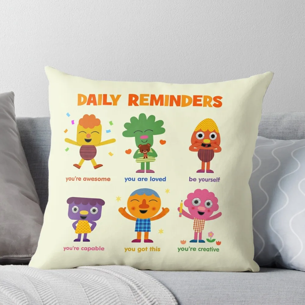 

Noodle & Pals Daily Reminders Throw Pillow Couch Cushions christmas pillowcases Anime