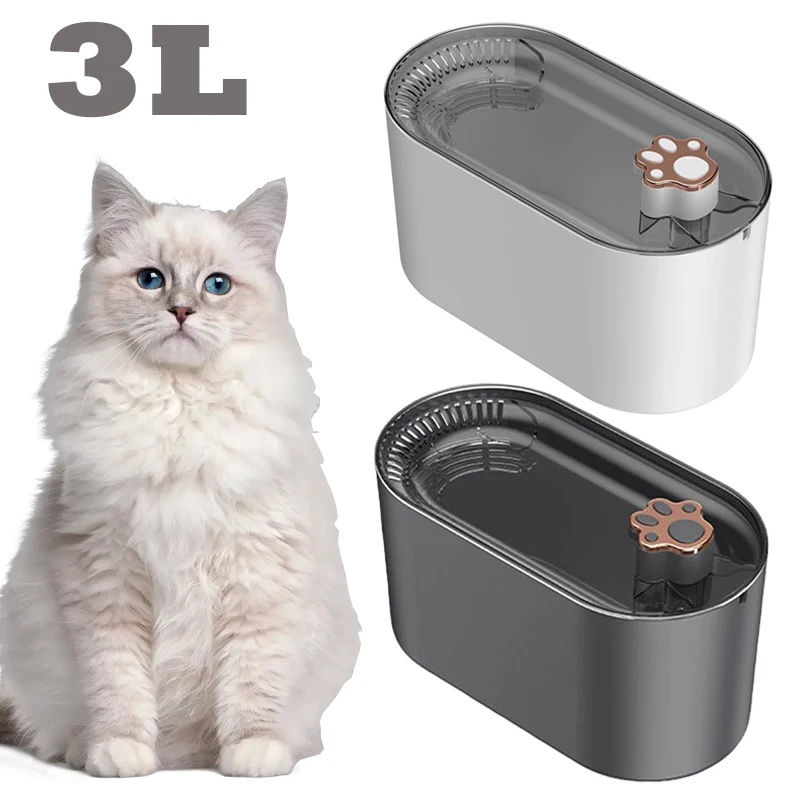 3L Cat Automatic Water Fountain USB Electric Pet Drinking Water Dispenser Ultra-Quiet Cat Bowl Auto Recirculate Filtring Drinker