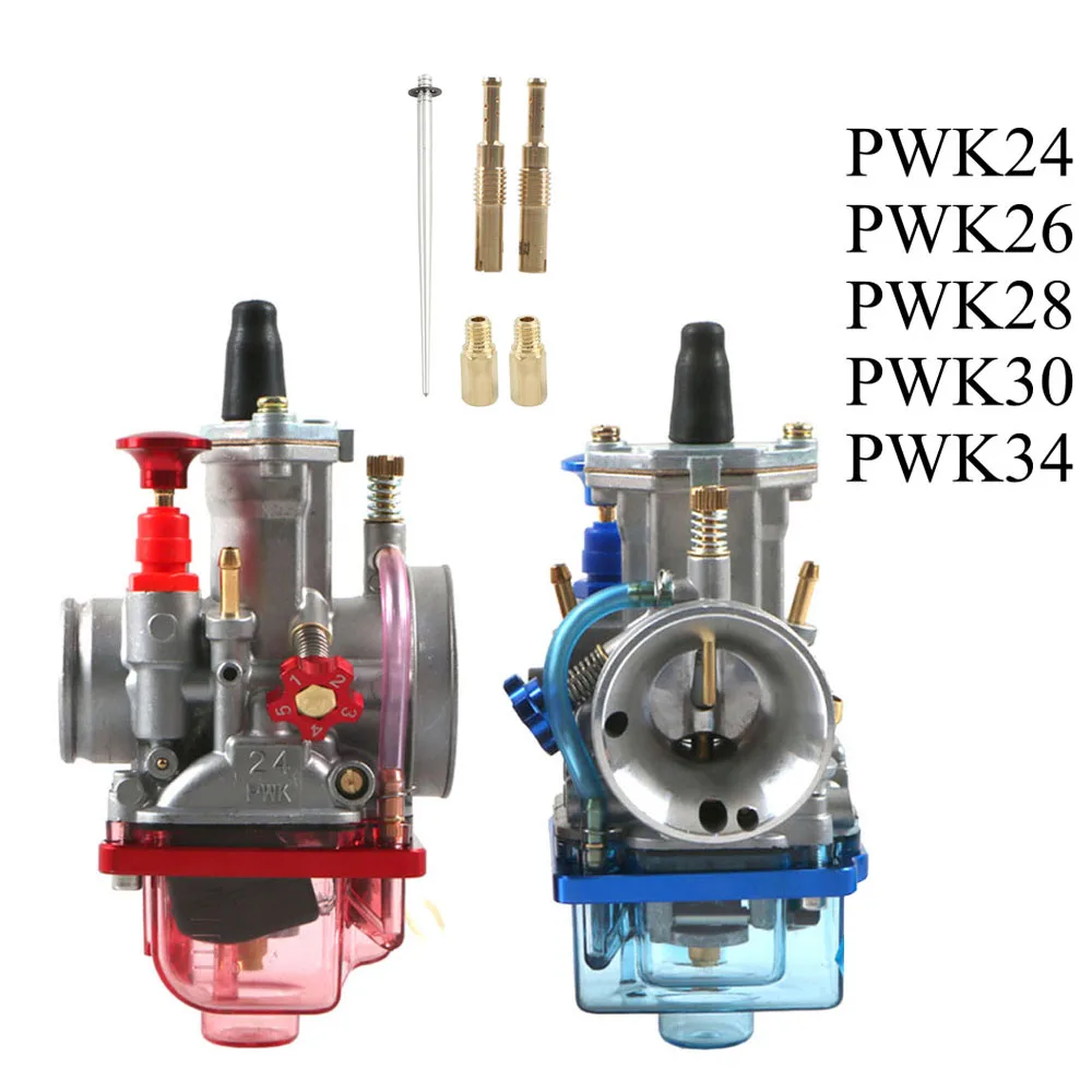 Red Blue Motorcycle Carburetor PWK24 26 28 30 34 mm Dirt Bike Carb with Power Jet For 2T 4T Koso Motocross Karb Scooter ATV