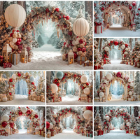 Arch Adorned With Christmas Decorations Photography Backdrop Child Family Birthday Cake Smash Photocall Studio Backgrounds