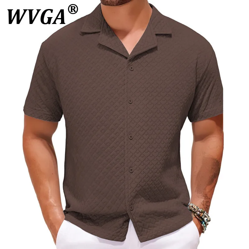

WVGA Summer New Man Tide High Street с тиснением, модный дизайн, топы, нишевые шикарные повседневные рубашки с кубинским воротником и короткими рукавами, Ins W11672