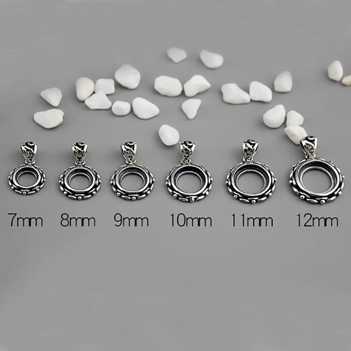 7-12MM 925 Sterling Silver Women's Blank Pendant Base Bezel Wax Bracket DIY Necklace Jewelry Findings Making Accessories