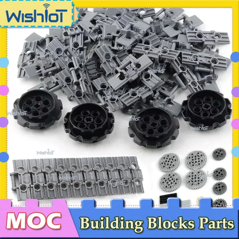 テクニカルビルディングブロック部品小/大リンクチェーン/ギア/シャフト 3649 組み立て MOC レンガ DIY おもちゃアクセサリークローラーモデル