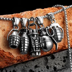 Grenade Bomb Weapon Stainless Steel Jewelry Men Necklaces With Pendant For Male Women Punk Hip Hop Accessories Gifts Wholesale