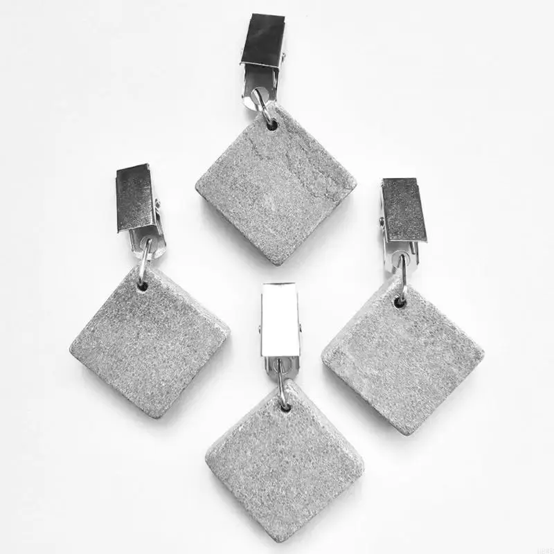 H8WB Tablecloth Weights Tablecloth Pendant Stone Table Cover Weights with Metal Clip