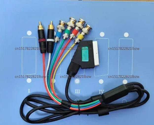 European SCART or Japanese RGB21 female head to BNC, color supervisor uses broom head line