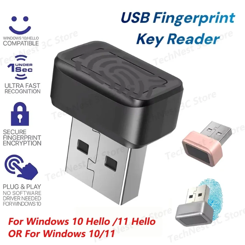 Windows 10 11 قارئ بصمات الأصابع USB صغير جهاز التعرف على بصمات الأصابع مفتاح الأمان البيومتري وحدة الكمبيوتر المحمول الماسح الضوئي