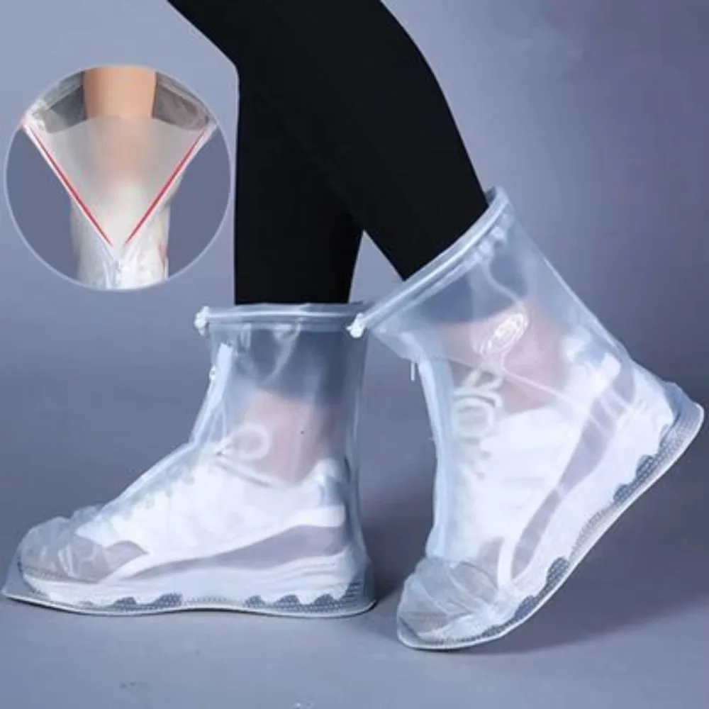 1 Pair Waterproof Shoe Covers Non Slip Reusable Overshoes for Rain Snow PVC Silicone Sole Protectors Doorbell Rain Cover