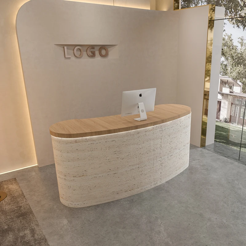 

Boutique Front Desk Reception Counter Modern Arched Luxury Reception Desks Beauty Salon Clinic Mostrador Recepcion Furniture