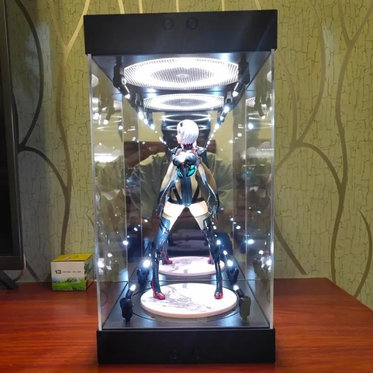 

Rotating LED 12" Figures Model Die cast Display Case with Lighting for 1/6 Action Figures Collectible with Mirror Back