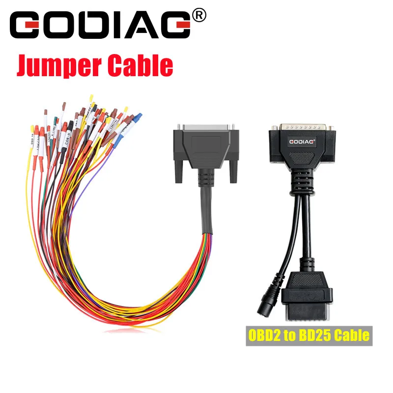 Colorful Jumper Cable plus OBD2 to BD25 Cable for Godiag GT100 OBD II Break Out Box ECU Connector