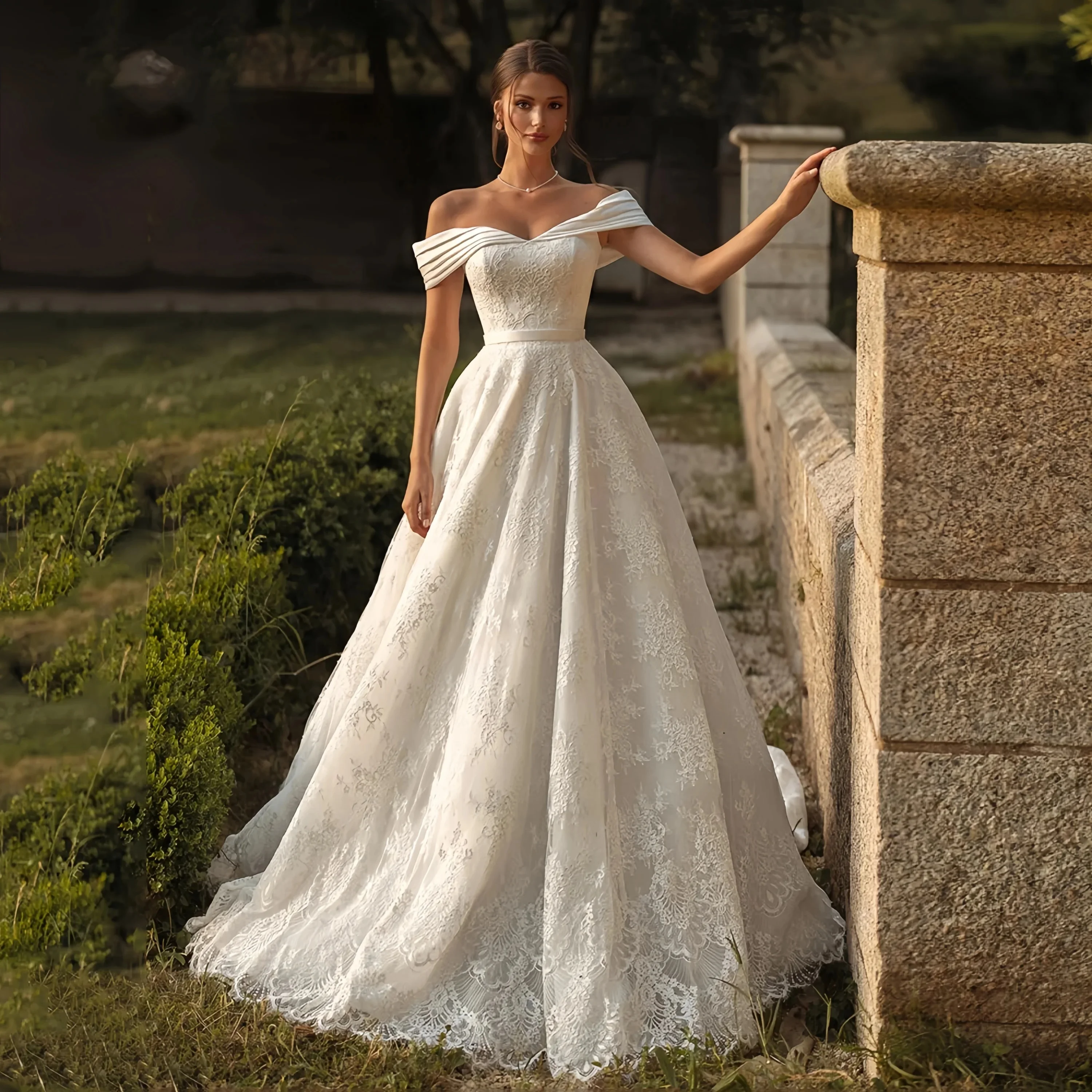 Vintage Lace SWEETHEART Wedding Dress Off The Shoulder Long Sleeves Bridal Gowns Dress Customized Vestido De Novia