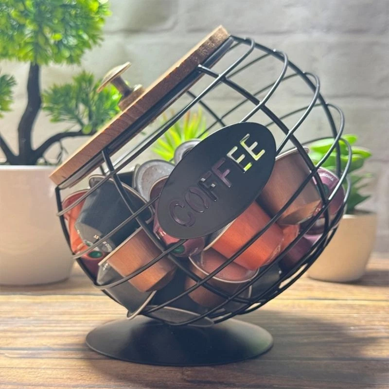 F92B Iron Art xiên moond Cà phê Cà phê Container cho mặt bàn bếp