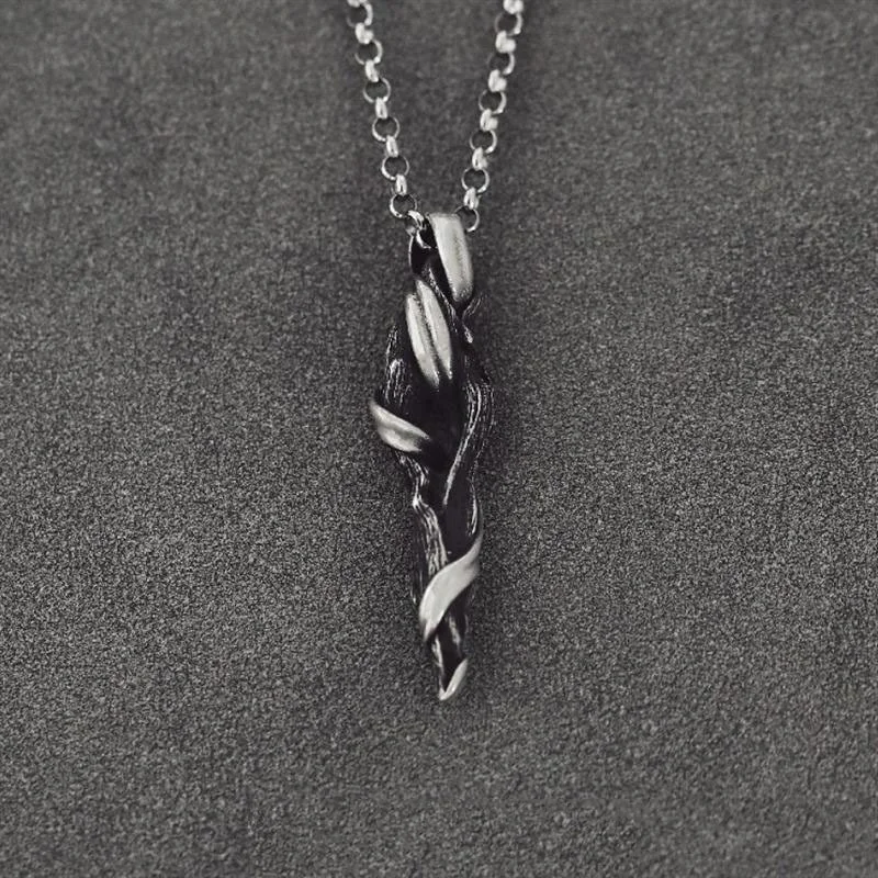 Top Quality Sterling 925 Silver Necklace Men Jewelry Personality Driftwood Pendant Male Party Accessories Retro Necklace Boys