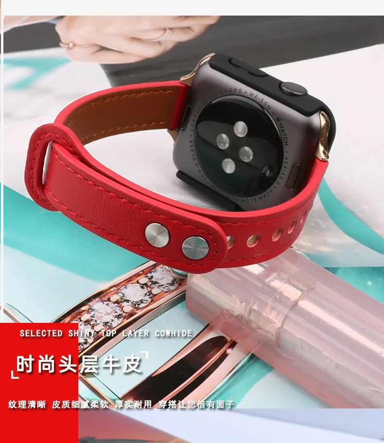 Für Garmin Lily2 Uhr Echtes Lederarmband Lily 2 Damen Mode Schlaufenarmband Sport Uhrenarmband 14mm Braun Weiß Schwarz Rot Armband – Detail 8
