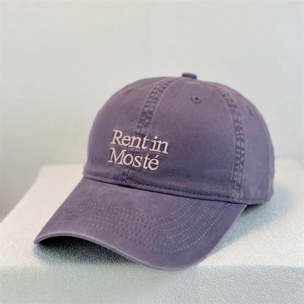 

Soft Top Construction Embroidered Baseball Cap Adjustable Metal Buckle Low Profile Design Retro Lettered Duckbill Cap