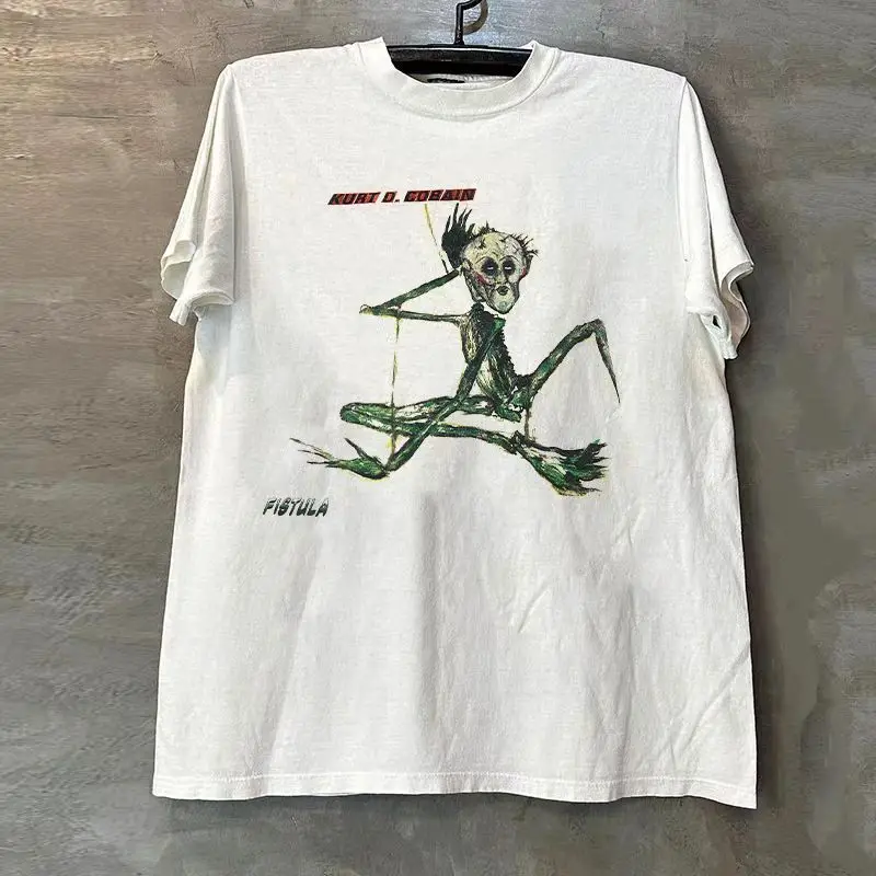 

Американская футболка с короткими рукавами Tribute To Kurt Cobain, винтажная хлопковая модная мужская футболка с гонконгским принтом