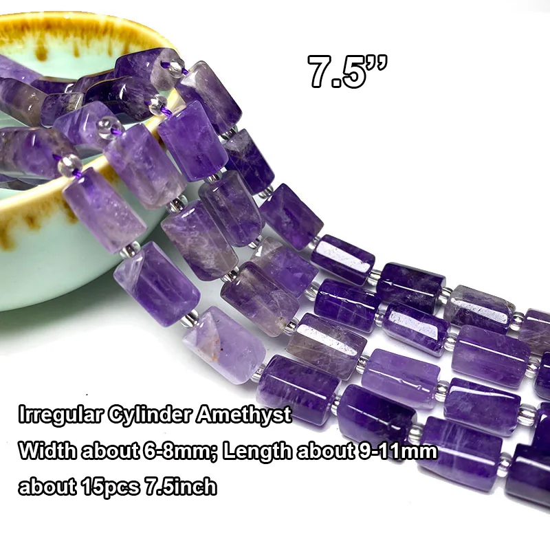 Natural Stone Amethyst Quartz Loose Round Square Rondelle Spacer Beads for Jewelry Making DIY Bracelet Earrings Accessories