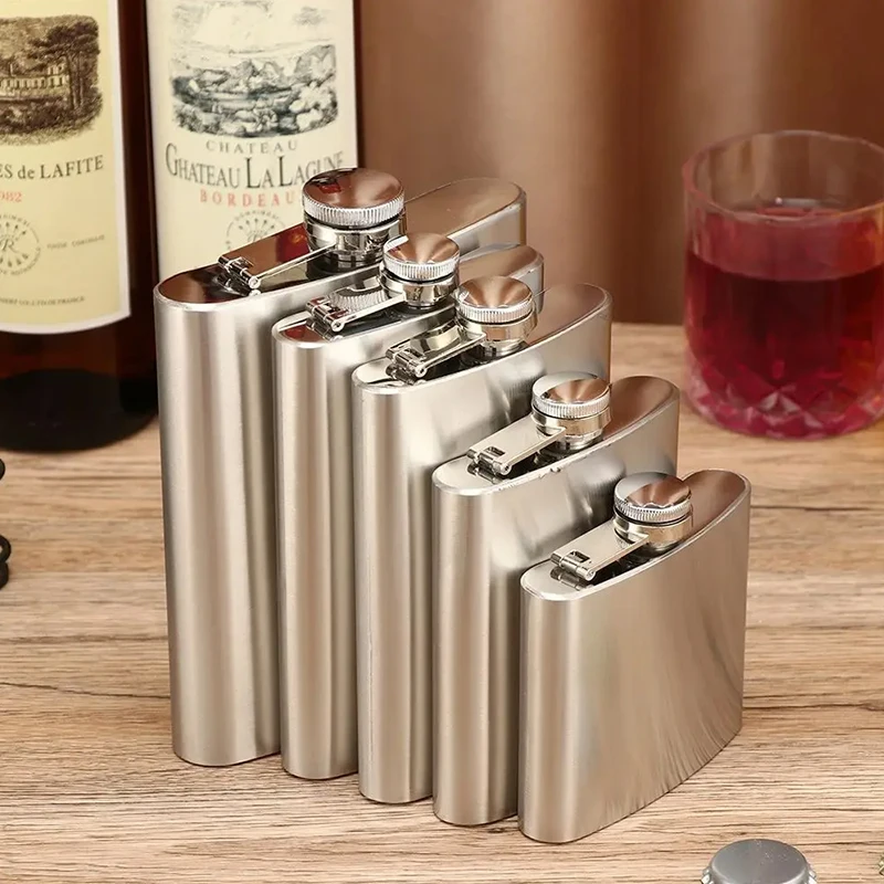 1-10oz  food grade Stainless Steel Hip Flask Whisky Pot Bottle For Men Portable Drinker Alcohol  Pocket Wine Bottle Screw Cap