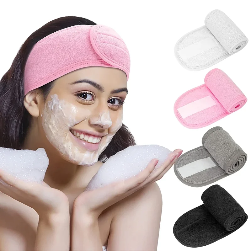 

Women Soft Toweling Headbands Adjustable Sports Hairband Yoga Spa Bath Shower Wash Face Make Up Cosmetic Wide Head Band