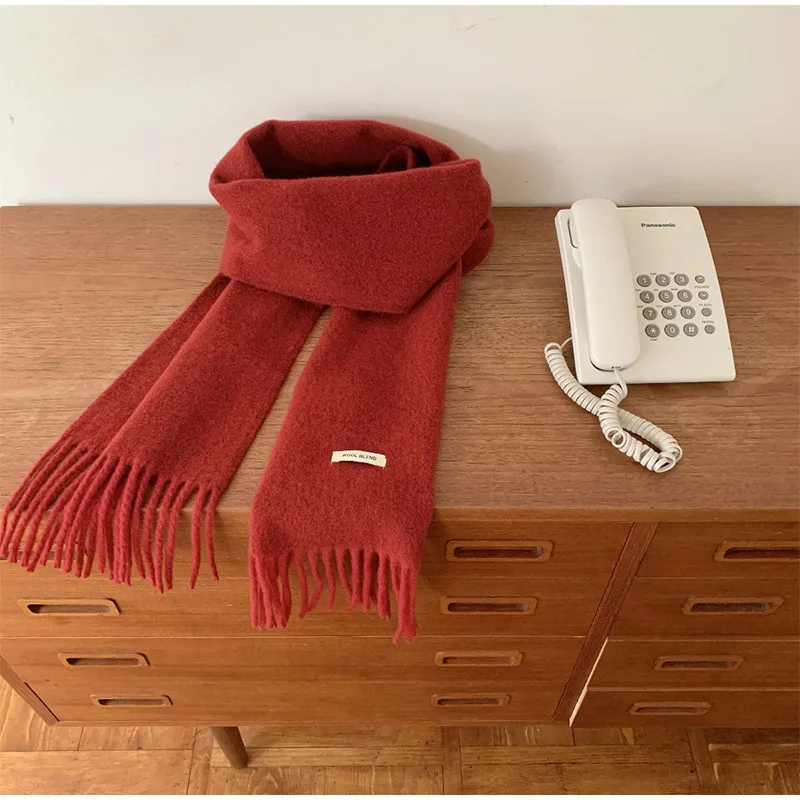 2026 New Solid Color Alpaca Wool Blended Scarf For Women Man Winter Thick Warm Cashmere Scarves Versatile Shawl Female 8 Colors
