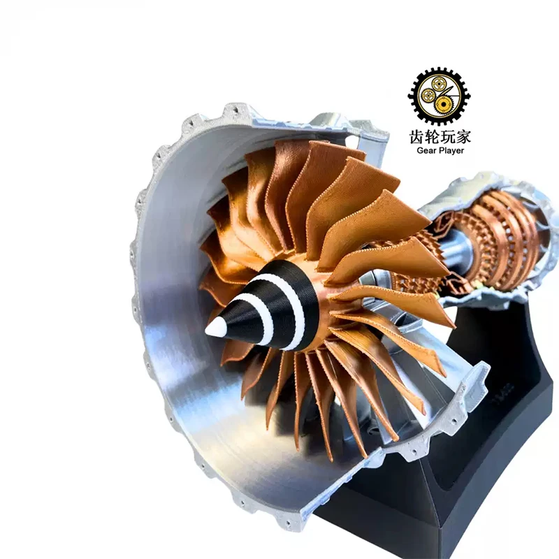 Modelo de simulación de aleación de motor Turbo de avión Airbus, Mini regalo para niños, adornos de escritorio que se pueden iniciar