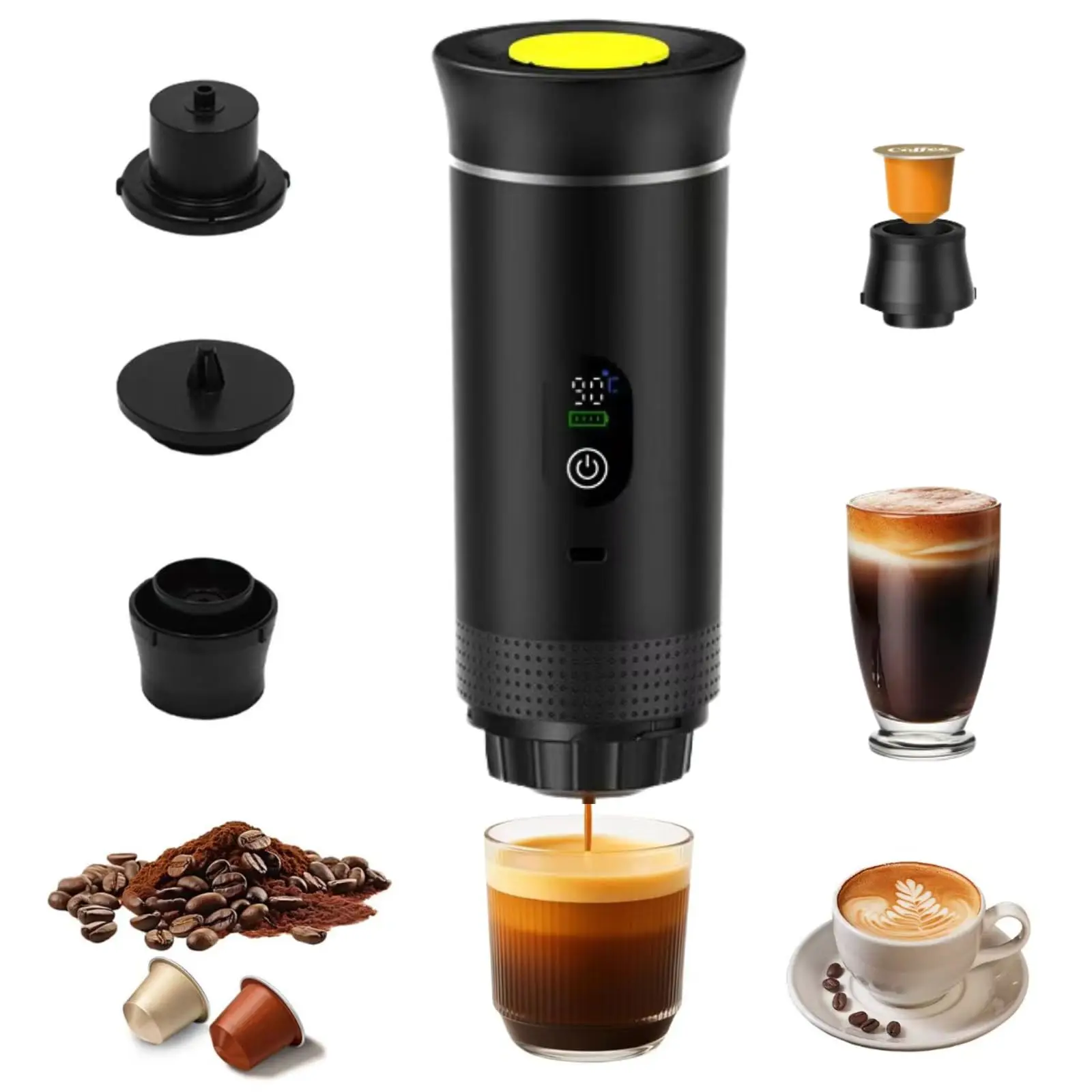 

3-in-1 Wireless Electric Portable Espresso Coffee Machine for Car Home Outdoor Travel Camping Auto Coffee Maker Fast Heating