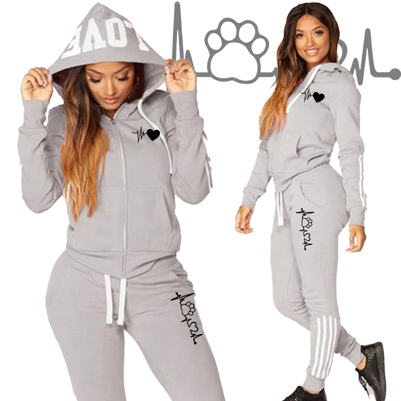 

Winter Women American Tracksuits Sets Casual 2 Piece Set Sport Suit Zip Up Hoodies High Street Jogger Plus Size Harajuku Clothes