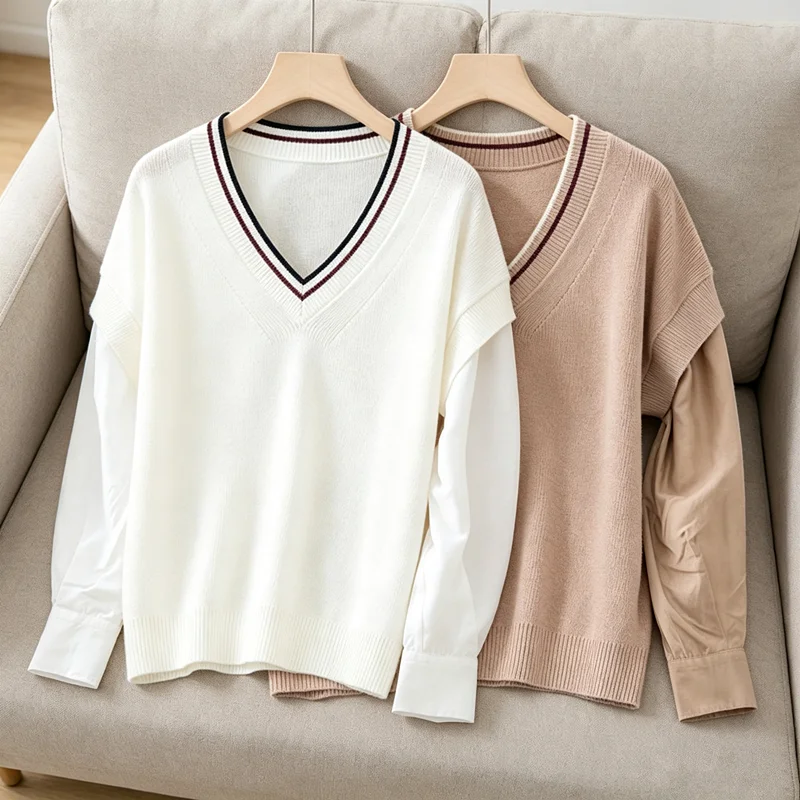 2026 Spring and Summer New Linen Sequin V-neck Knitted Cardigan Casual All-match Top Women