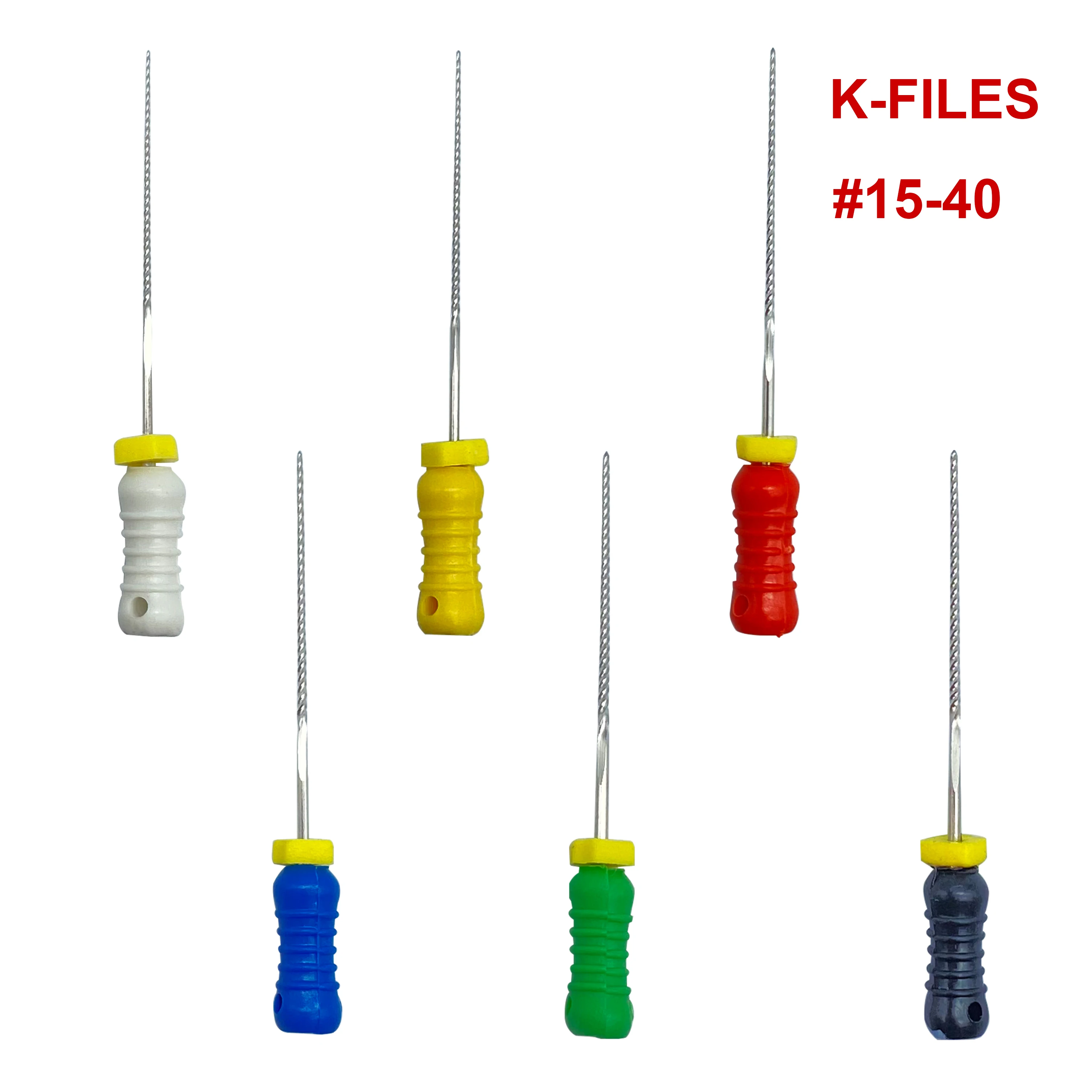 Instruments endodontiques dentaires en acier inoxydable, limes K pour canal radiculaire, outils de traitement, 21mm, 25mm, 31mm, 6 pièces par paquet