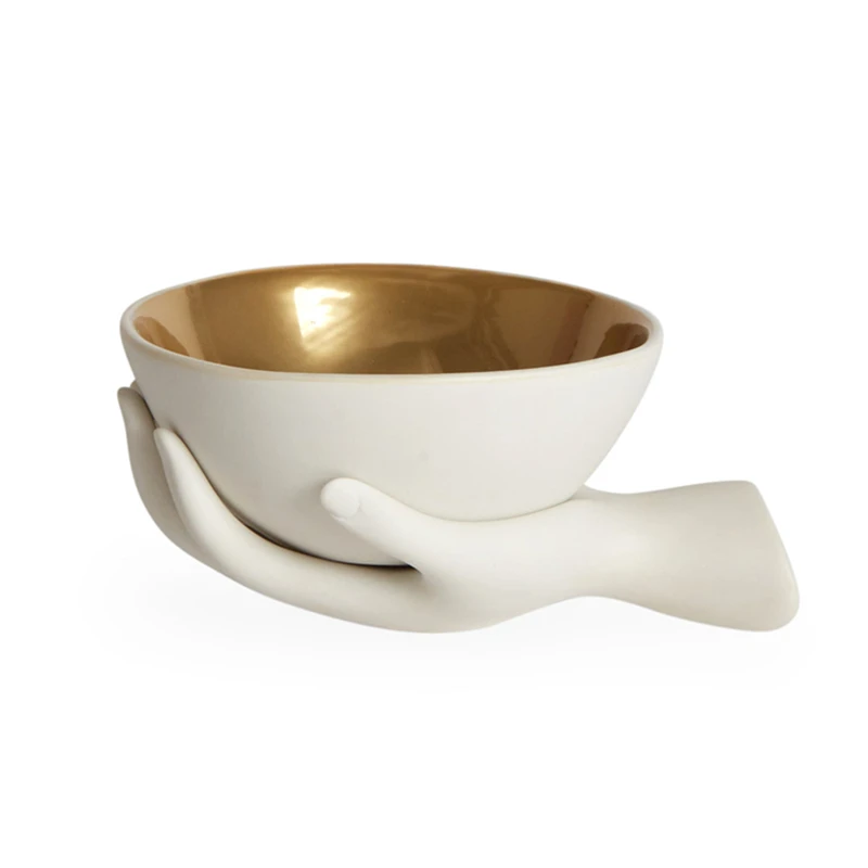 Modern minimalist gold-plated ceramic decorative bowls snack trays living room foyer kitchen desktop decorations ornaments gifts